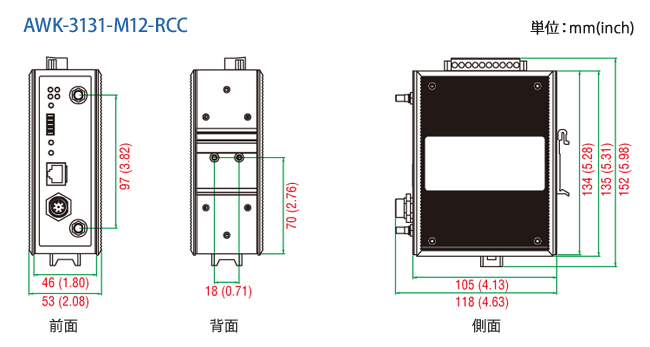 AWK-3131-M12-RCC-EU - サイズ