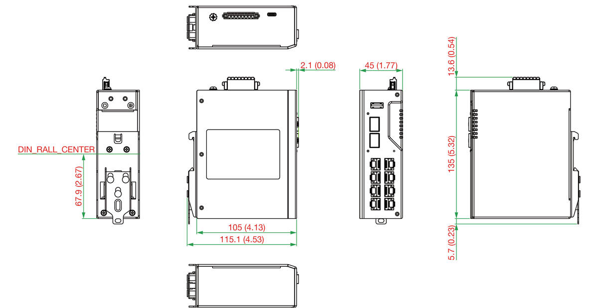 EDR-8010-2GSFP,DINレールマウント - 構成図