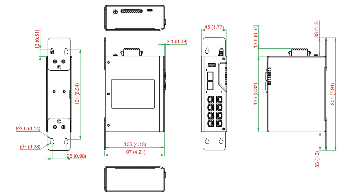 EDR-8010-2GSFP,ウォールマウント - 構成図