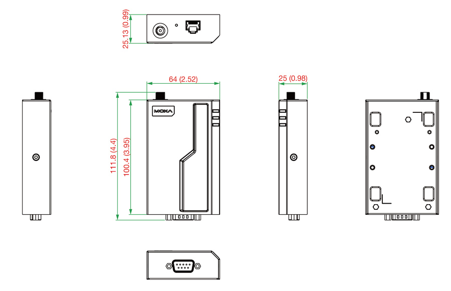 NPort 6150-G2-T - サイズ