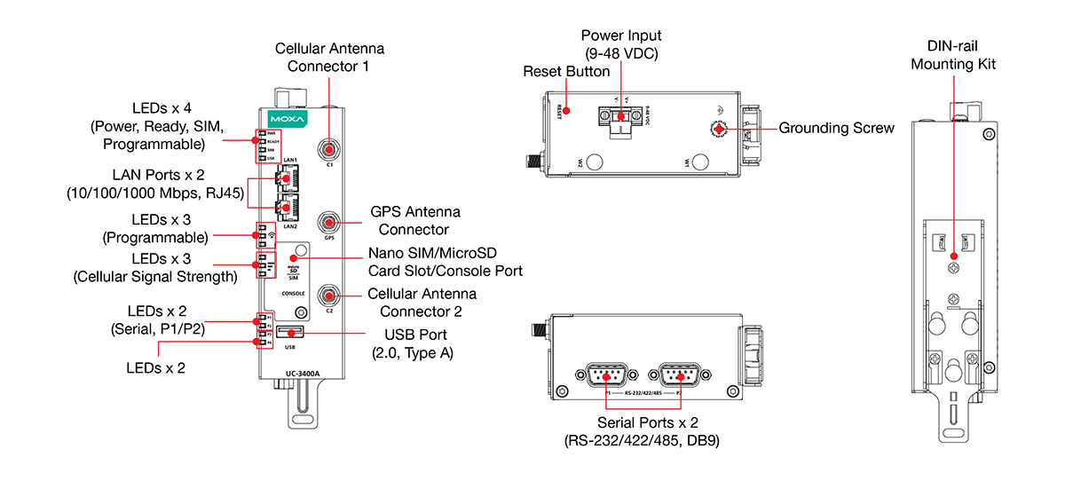 UC-3420A-T-LTE - 外観図