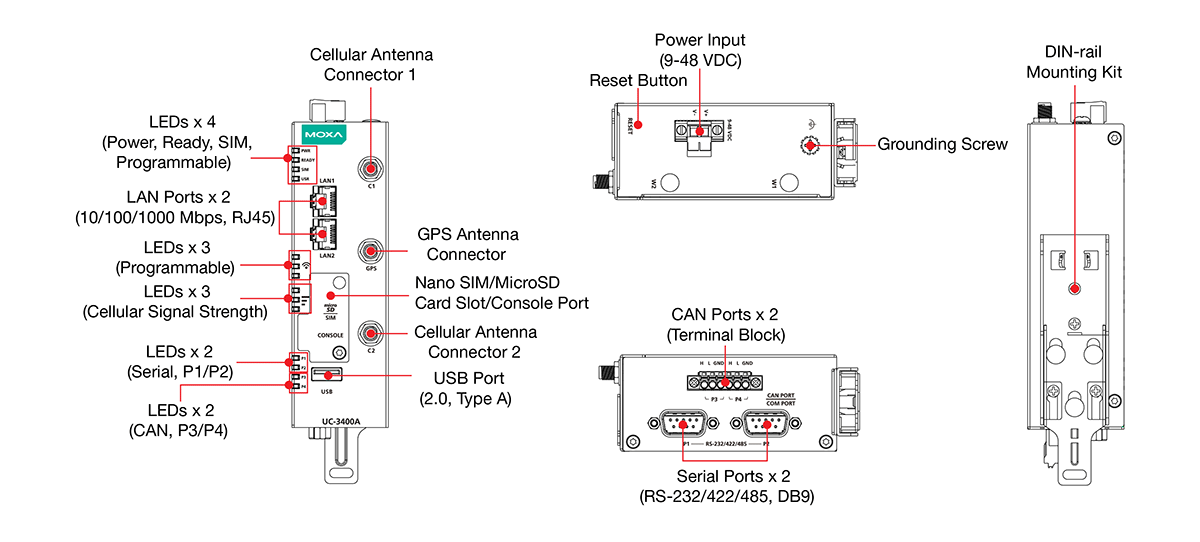 UC-3424A-T-LTE - 外観図